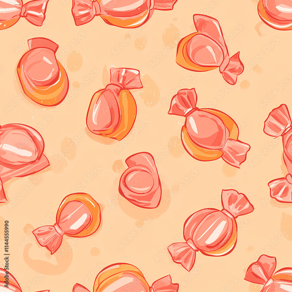 Beautiful Seamless Print Design: Flowers and Candy for Decorative Use Beautiful Seamless Print Design: Flowers and Candy for Decorative Use