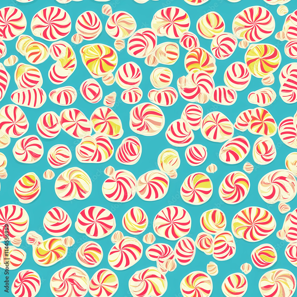 Beautiful Seamless Print Design: Flowers and Candy for Decorative Use Beautiful Seamless Print Design: Flowers and Candy for Decorative Use