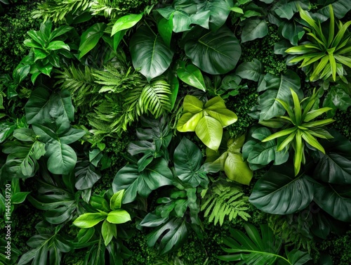 lush green plants and foliage create a vibrant wall covering