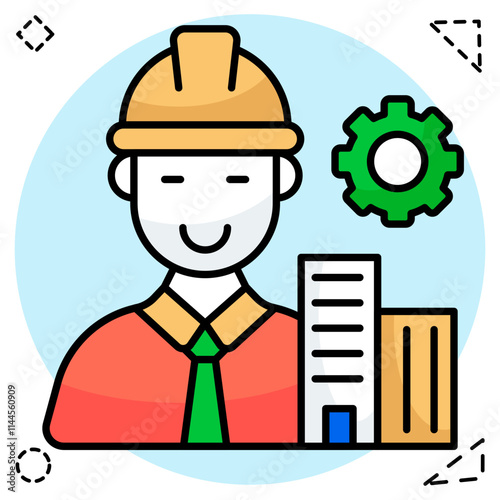 Avatar wearing hard hat, icon of labor