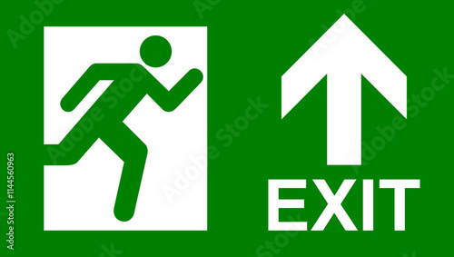 Exit sign, Emergency exit sign. 