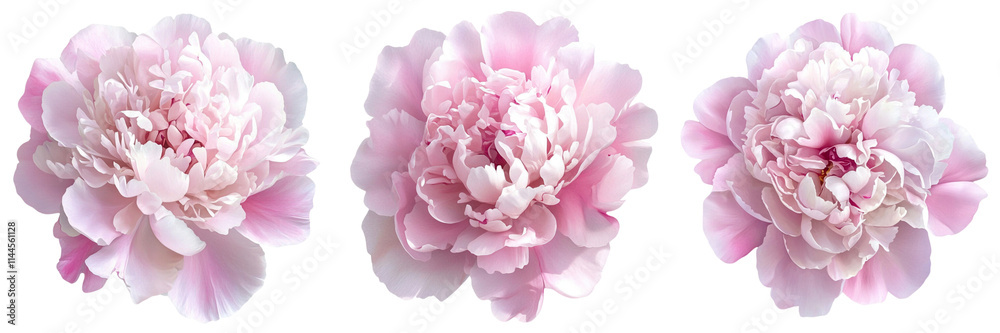 Set of A delicate pink peony flower with soft on transparent png background Set of A delicate pink peony flower with soft on transparent png background
