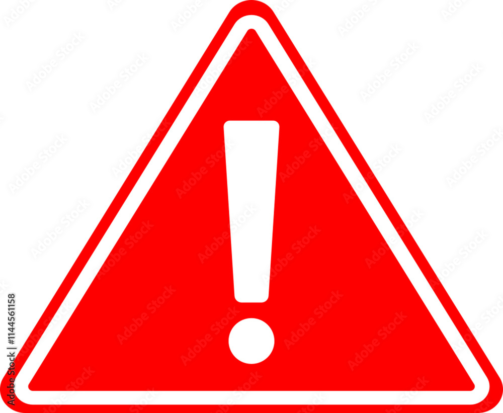 red warning sign, caution sign, attention sign, red exclamation sign. red warning sign, caution sign, attention sign, red exclamation sign.