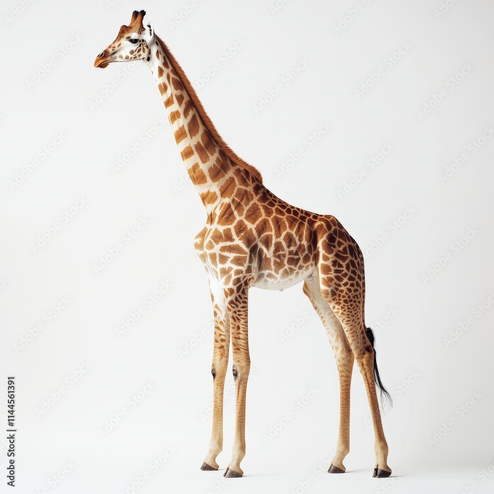 Fototapeta premium a giraffe standing on a white background