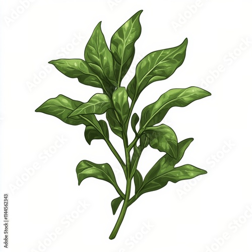 Fresh spinach leaves arranged neatly on a white background showcasing their v...