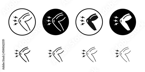 Acute knee pain icon Flat outline fill set collection