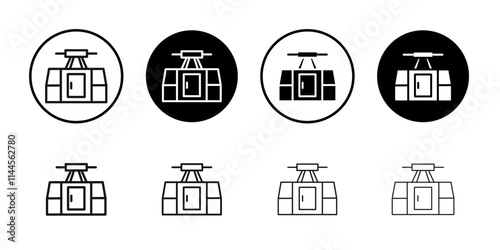 aerial tramway icon Flat outline fill set collection