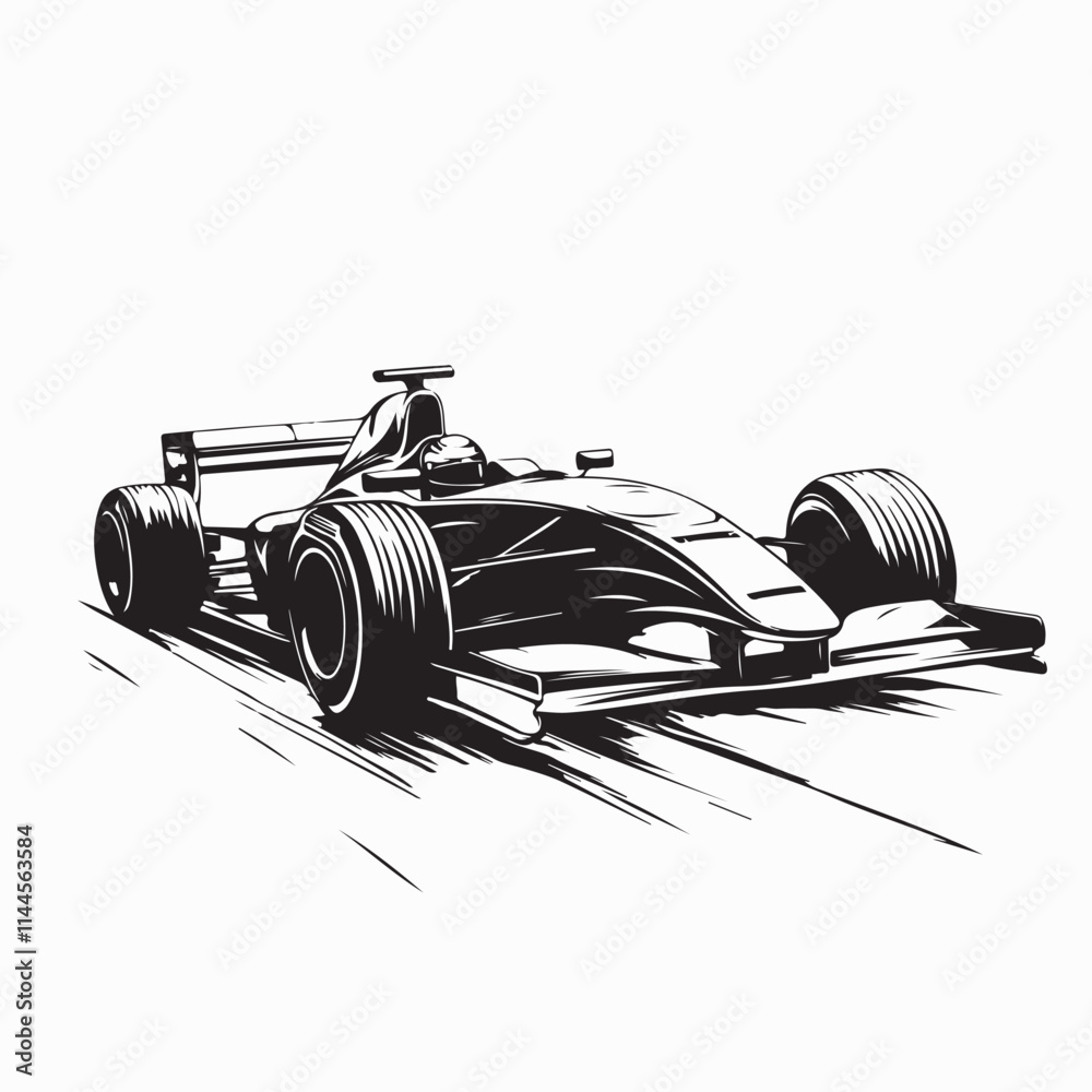 Fototapeta premium Formula 1 Racing Car Silhouette Speeding at Full Velocity Vector Illustration Design