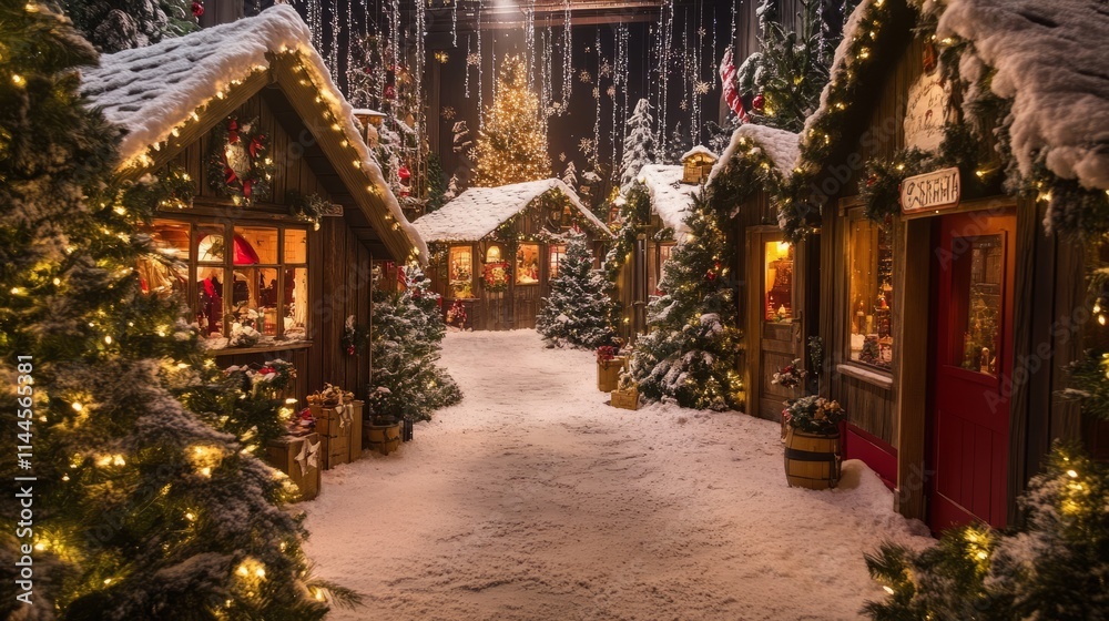 Naklejka premium Enchanted forest Christmas market