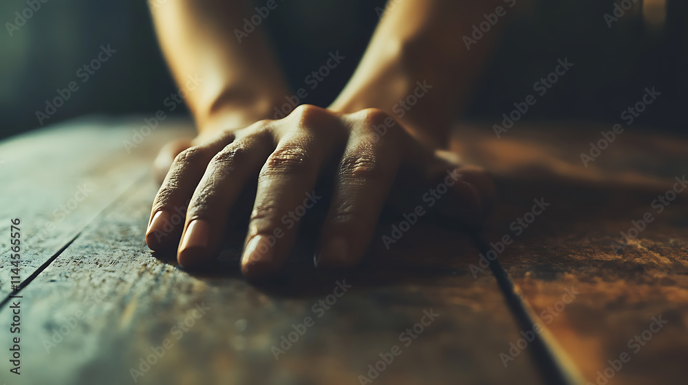 A close-up of human fingers with natural skin textures, gently placed on a wooden table with soft studio lighting. A close-up of human fingers with natural skin textures, gently placed on a wooden table with soft studio lighting.