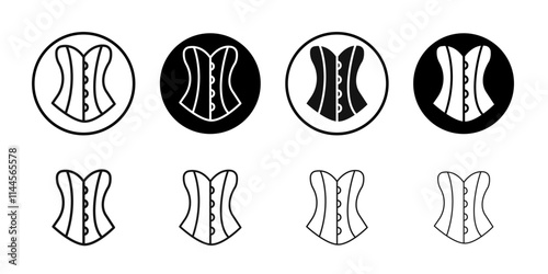 Corset icon Flat outline fill set collection