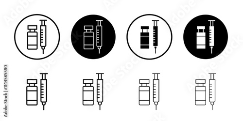 Covid 19 vaccine icon Flat outline fill set collection