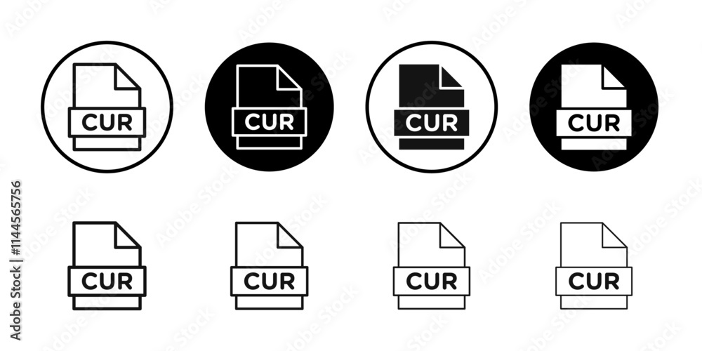 CUR File Document Icon Flat outline fill set collection