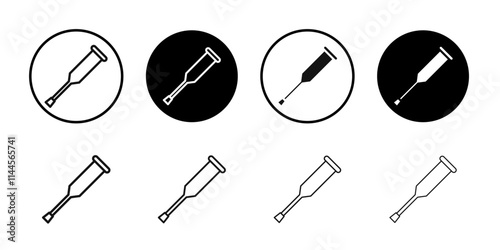 crutches icon Flat outline fill set collection