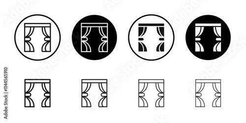 curtains icon Flat outline fill set collection