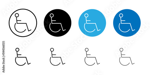 Disability Wheel Chair Icon Flat outline fill set collection