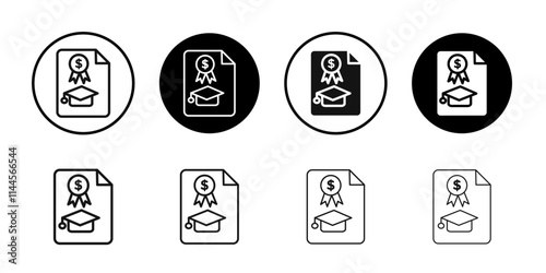 education Scholarship icon Flat outline fill set collection