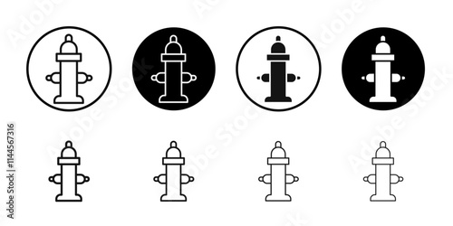 Fire hydrant icon Flat outline fill set collection