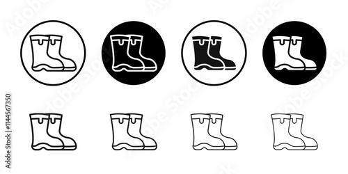 Fishing boots icon Flat outline fill set collection