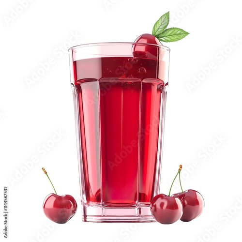 Wallpaper Mural Extreme front view of a hyperrealistic cherry-berry juice in a glass isolated on a white transparent background Torontodigital.ca