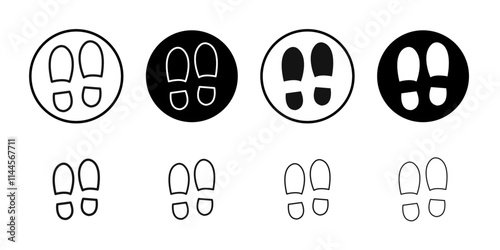 Footprints icon Flat outline fill set collection