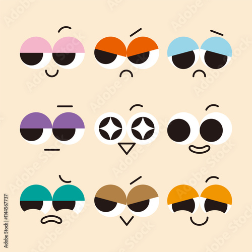 Cartoon style facial expression concept set