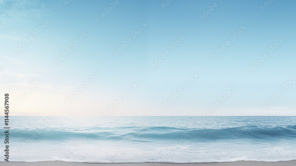 A tranquil beach with hard light, space on the left for text or graphics,generative ai illustration A tranquil beach with hard light, space on the left for text or graphics,generative ai illustration