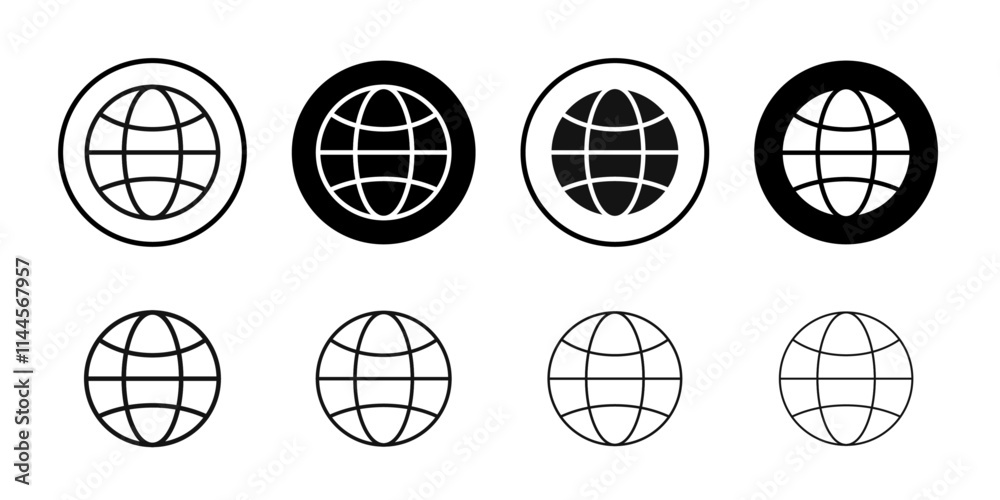 Globe icon Flat outline fill set collection Globe icon Flat outline fill set collection
