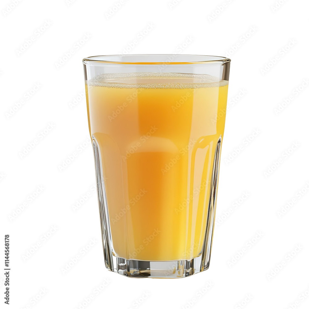 Extreme front view of a hyperrealistic ginger-pineapple juice in a glass isolated on a white transparent background Extreme front view of a hyperrealistic ginger-pineapple juice in a glass isolated on a white transparent background