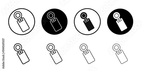 Key chain icon Flat outline fill set collection