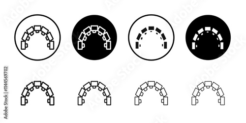 Lingual braces icon Flat outline fill set collection
