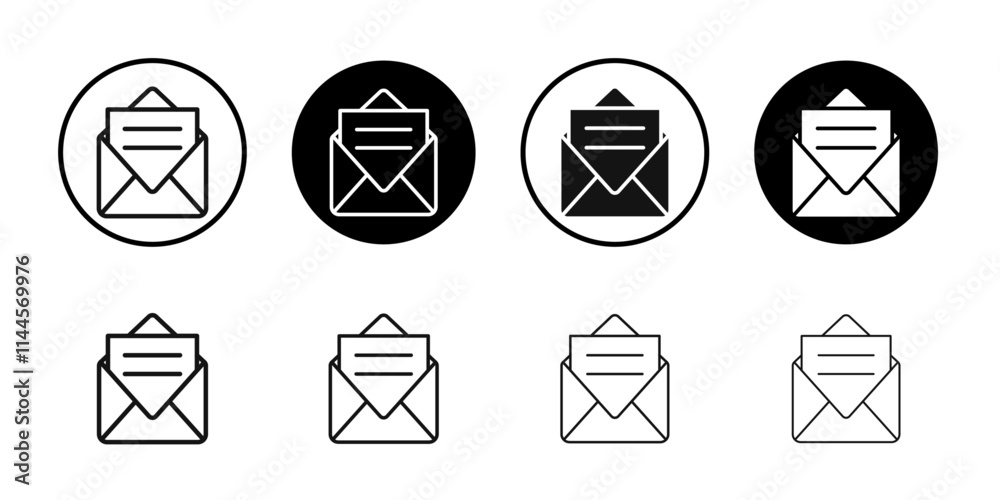 Mail message icon Flat outline fill set collection Mail message icon Flat outline fill set collection