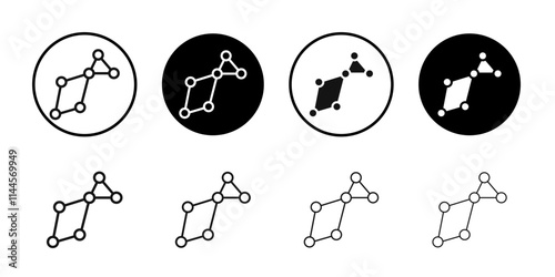 Lyra Constellation icon Flat outline fill set collection