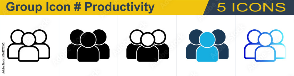 Group icon with 5 styles (Outline, Solid, Mixed, Duo Tone and Line Gradient) Group icon with 5 styles (Outline, Solid, Mixed, Duo Tone and Line Gradient)