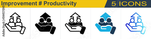 Improvement icon with 5 styles (Outline, Solid, Mixed, Duo Tone and Line Gradient)