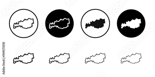 Map of Austria icon Flat outline fill set collection