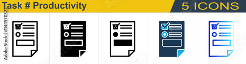 Task icon with 5 styles (Outline, Solid, Mixed, Duo Tone and Line Gradient)