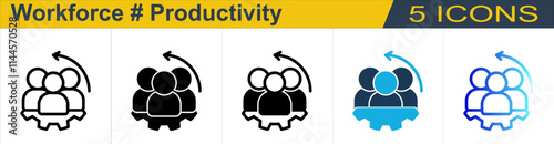 Workforce icon with 5 styles (Outline, Solid, Mixed, Duo Tone and Line Gradient)