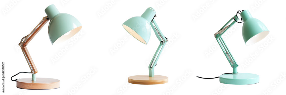 Set of A modern dome shade task desk lamp with sleek metal design on transparent png background Set of A modern dome shade task desk lamp with sleek metal design on transparent png background