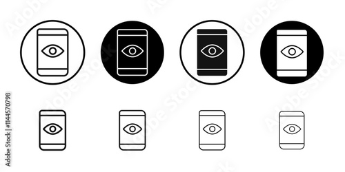 Mobile Eye Icon Flat outline fill set collection