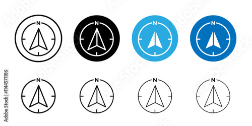 Navigator arrow icon Flat outline fill set collection