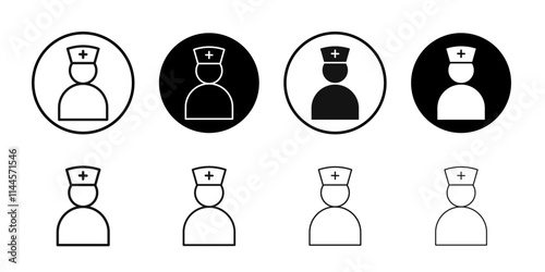 Nurse icon Flat outline fill set collection