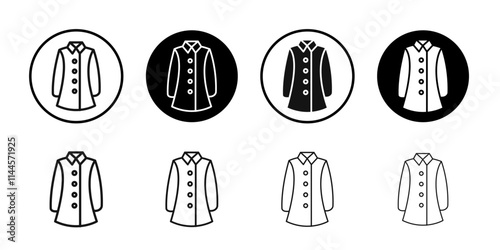 Overcoat icon Flat outline fill set collection