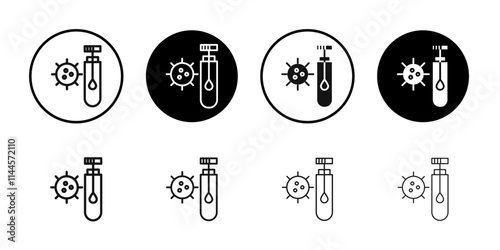 PCR test icon Flat outline fill set collection