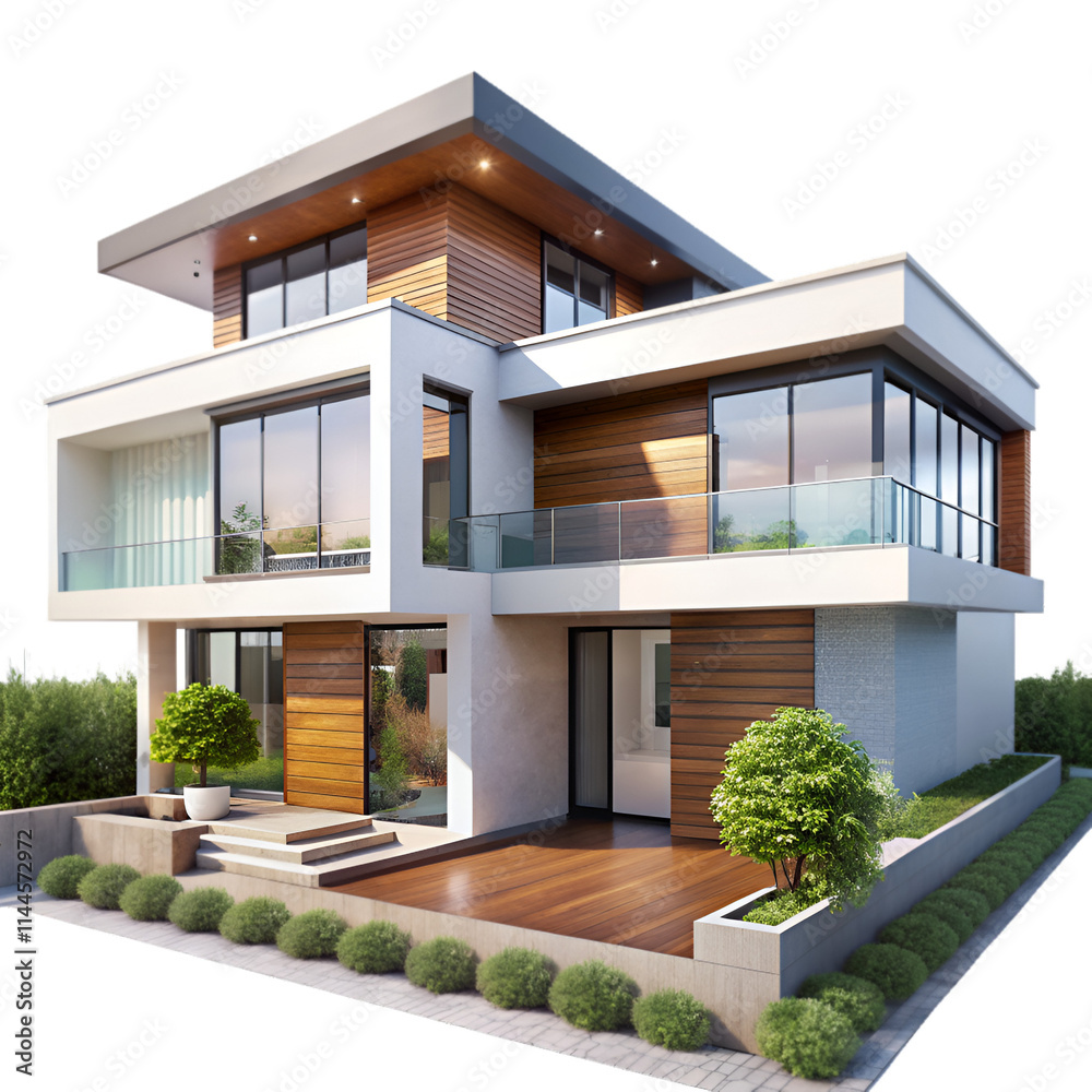 Fototapeta premium Modern house isolated on transparent background