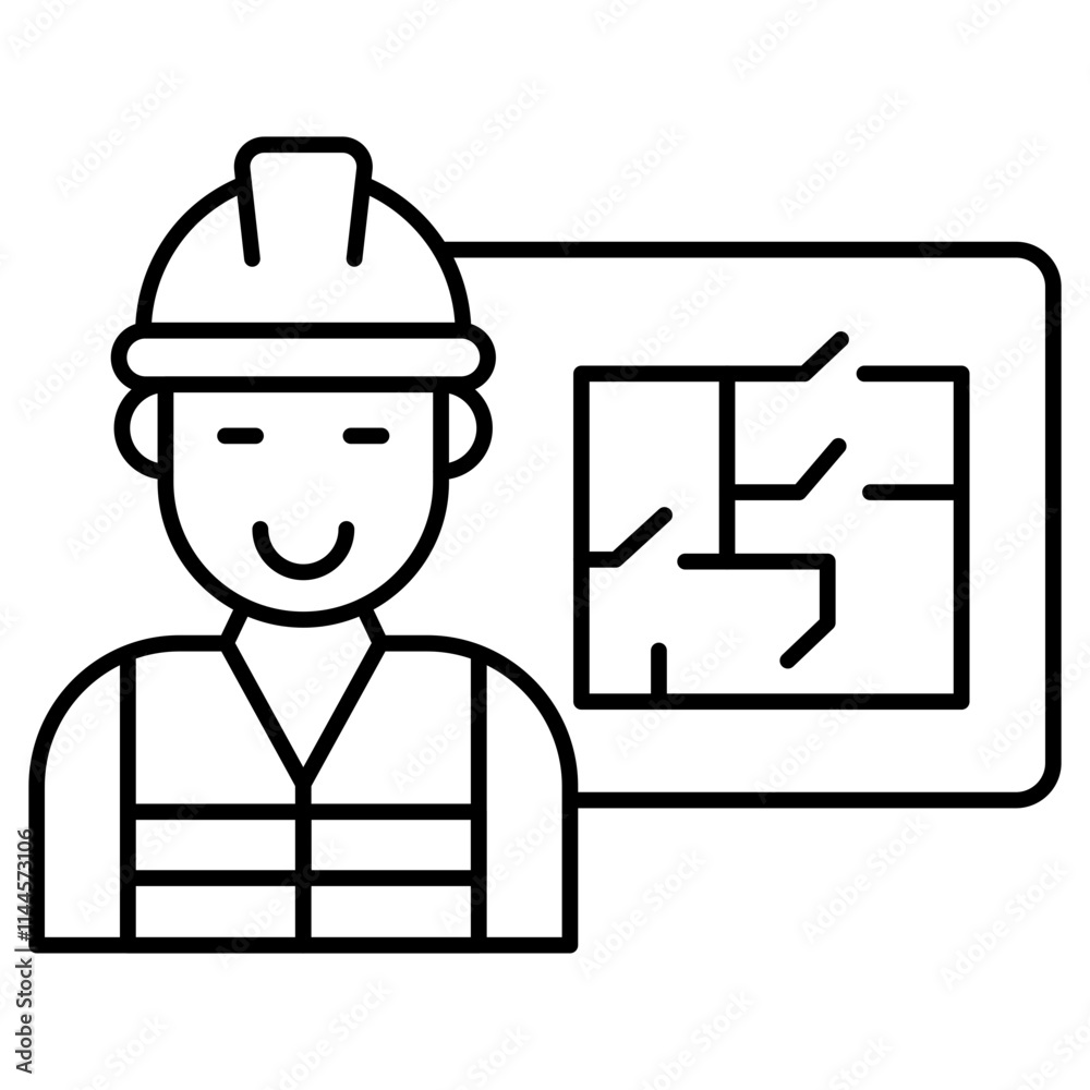 Avatar wearing hard hat, icon of engineer Avatar wearing hard hat, icon of engineer
