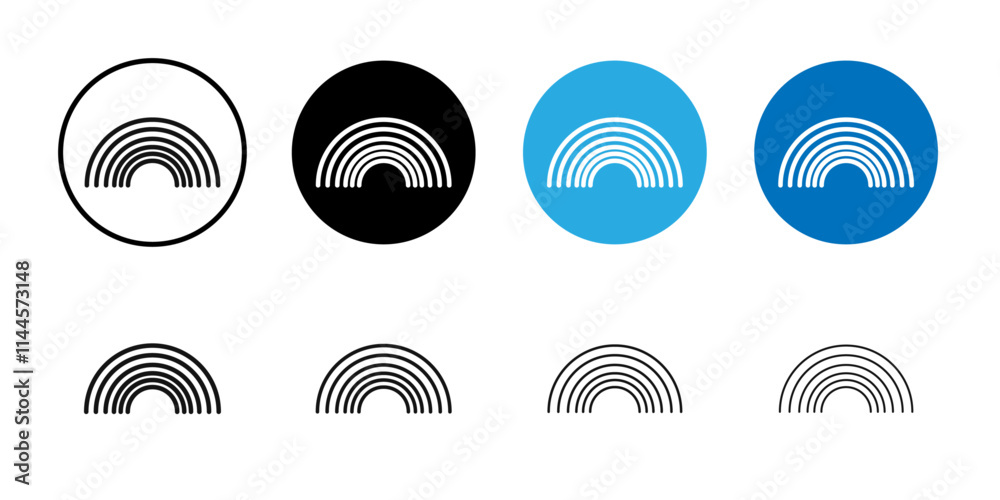 Rainbow icon Flat outline fill set collection Rainbow icon Flat outline fill set collection