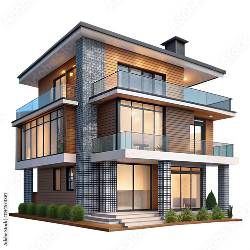 Modern house isolated on transparent background