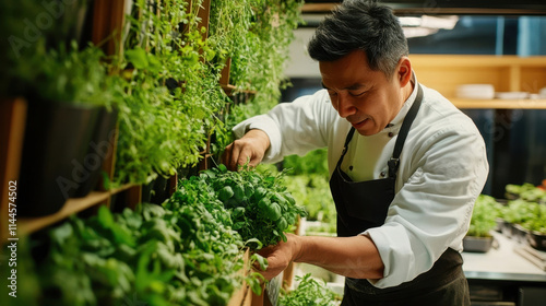 Chef Harvesting Fresh Herbs...