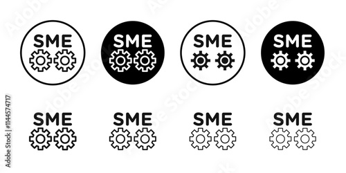 SME, small and medium enterprise icon Flat outline fill set collection